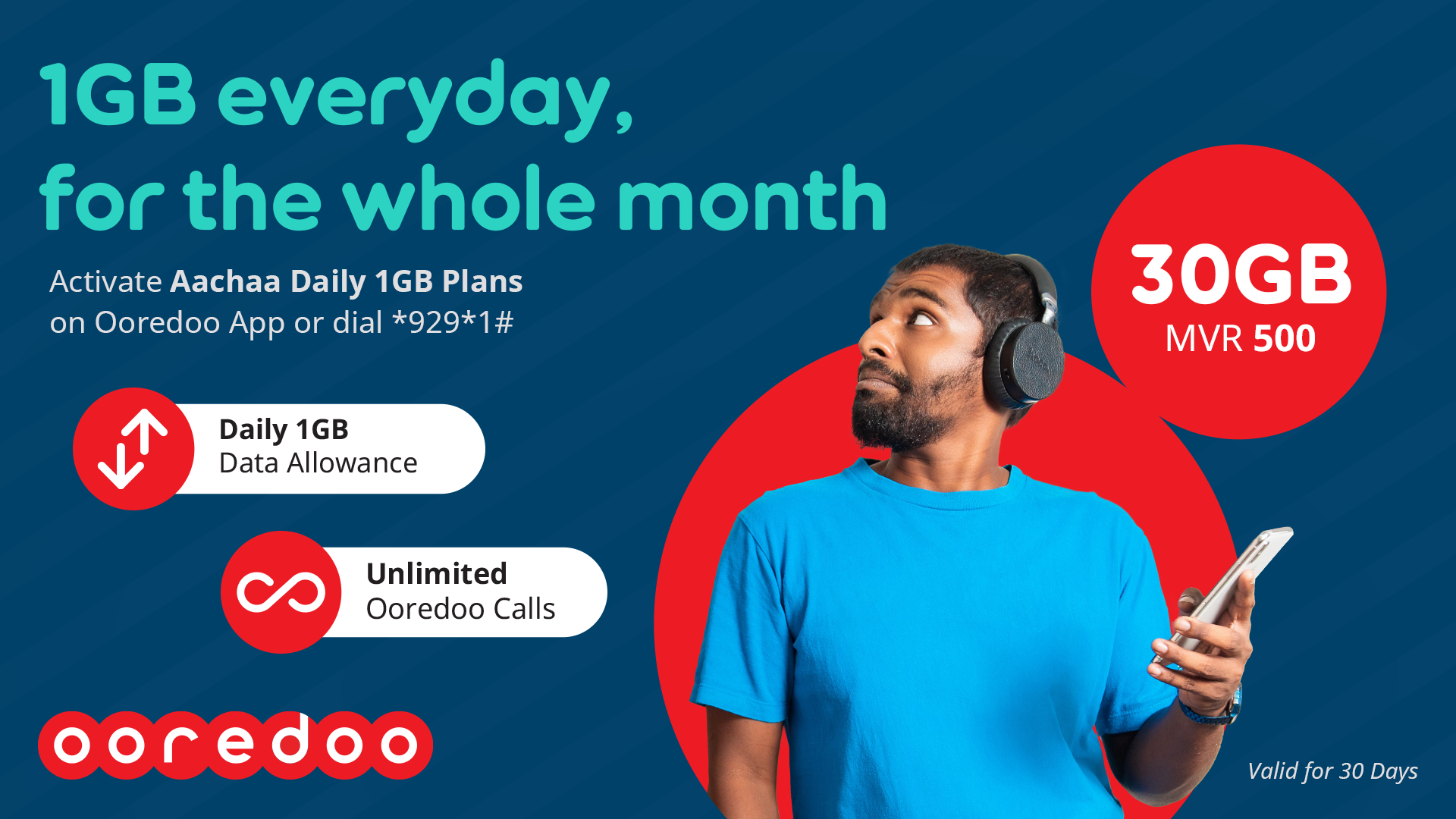 އުރީދޫގެ އާޗާ ޑެއިލީ 1ޖީބީ ޕްލޭންތަކާއި އެކު، 30 ޖީބީ 500 ރުފިޔާއަށް